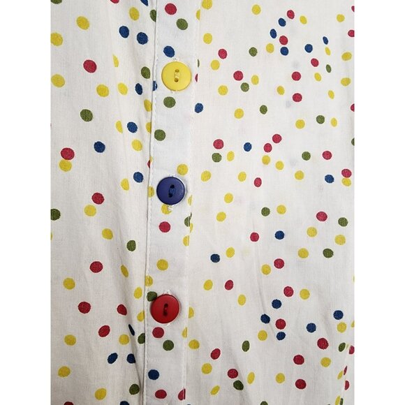 April Cornell Dress Womens Large Colorful Polka Dot Cap Sleeve Tie Waist - Picture 4 of 5